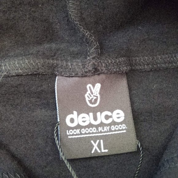 New Deuce Peace Sign Soft Thick Long Sleeve Pullover Black Hoodie Pullover XL - Picture 5 of 7